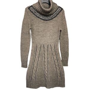 Forla Paris Cable Knit Turtleneck Sweater Dress